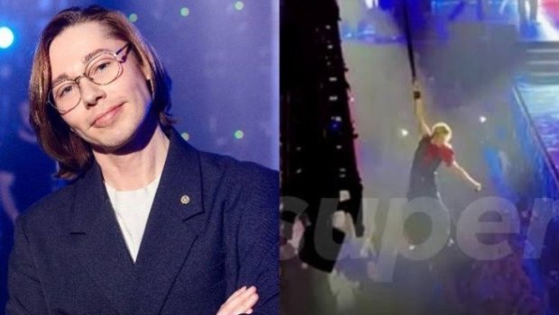 Müğənninin konsertdə əli trosdan sürüşüb yıxıldı &ndash; VİDEO