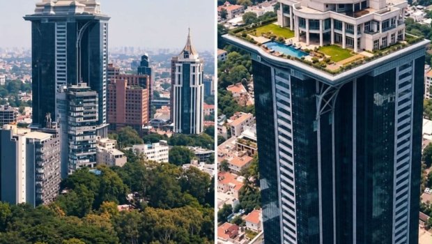 İş adamının göydələnin damındakı &ldquo;Ağ Ev&rdquo;i diqqət çəkdi &ndash; FOTO