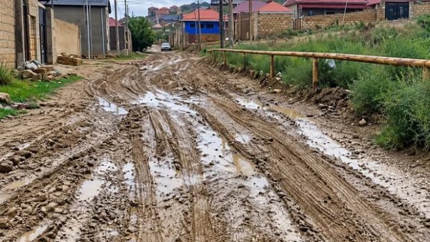 Nübar qəsəbəsində sakinlərin yol dərdi &ndash; FOTO