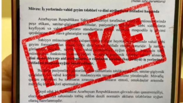 Tibb müəssisələrində hicab məhdudiyyəti ilə bağlı yayılan sənəd SAXTADIR - FOTO