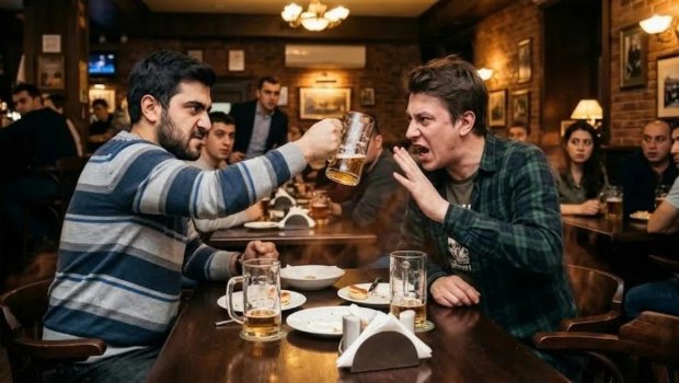 Ata zarafatına görə pivə bakalını dostunun başında sındırdı
