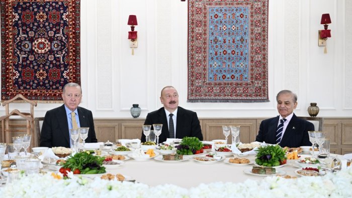 Azərbaycan, Türkiyə və Pakistan liderləri birgə nahar edib - FOTO