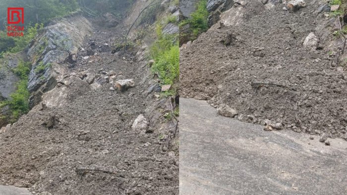 Quba-Xınalıq yolunda sürüşmə: Hərəkət çətinləşdi &ndash; FOTO/VİDEO